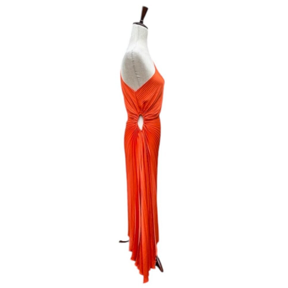 House of Harlow 1960 Off Orange Cut Out One Shoulder Pleated Dress Size Medium - Picture 5 of 16
